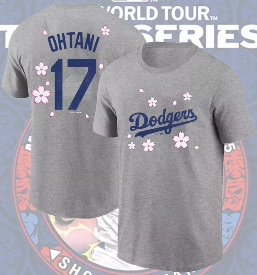 Men Los Angeles Dodgers #17 Ohtani grey MLB 2025 T shirt